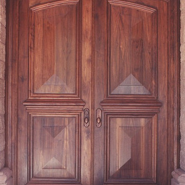 Walnut Entry Doors with Pyramid Panels