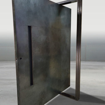 Weathered Black Stainless Steel Pivot Door