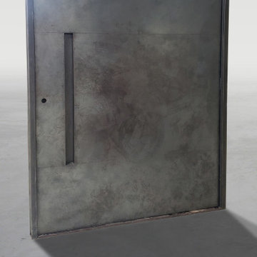 Weathered Black Stainless Steel Pivot Door