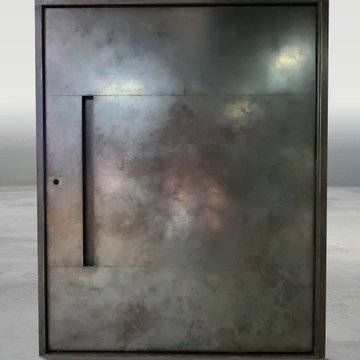 Weathered Black Stainless Steel Pivot Door