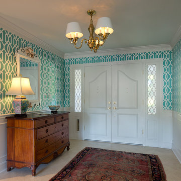 White and Turquoise Entry Way