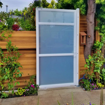 White Glass and Aluminum Modern Garden Gate