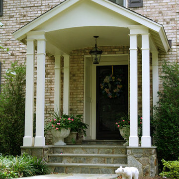 White Portico with Fieldstone Stairs