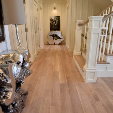WIDE PLANK RIFT AND QUARTER SAWN WHITE OAK WITH WIRE BRUSH, COTTON WHITE COLOR,