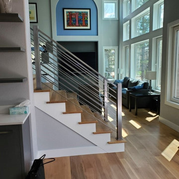 Wide plank white oak on stairs and main level