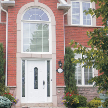 Windows and Front Single Door with Sidelights