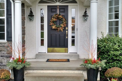 Inspiration for a small transitional front door remodel in Philadelphia with a black front door