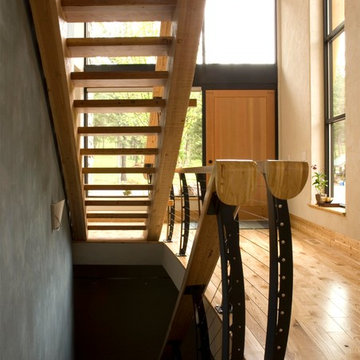 Wood Staircase with Open Risers