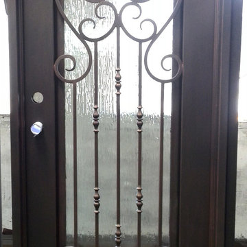 Wrought Iron Single Door with Rain Glass