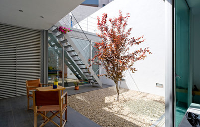 Casas Houzz: Verticalidad arquitectónica alrededor de un patio inglés