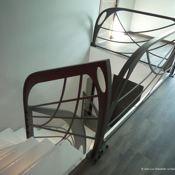 escalier design double quart tournant Art Nouveau