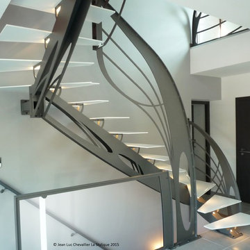 escalier design double quart tournant Art Nouveau