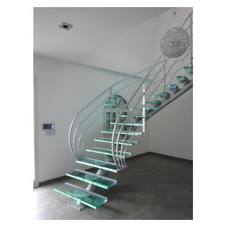 escalier design en verre à limon central - Contemporary - Staircase - Paris - by User | Houzz