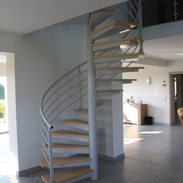 escalier helicoidal mixte acier bois