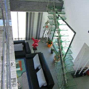 Escalier Manhattan inox et verre / Manhattan stainless steel and glass stairs