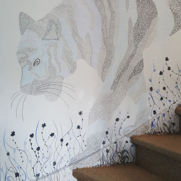 Fresque dans les escaliers, tigre de 2m50