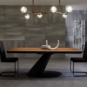 Klassische Esszimmerstühle in schwarz in modernem Esszimmer