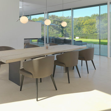 Modernes Esszimmer mit Holzesstisch