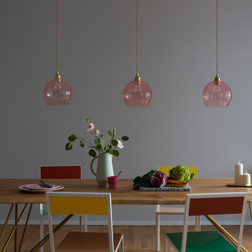 Natural Dining Area in Minimal Grey with Pops of Colour