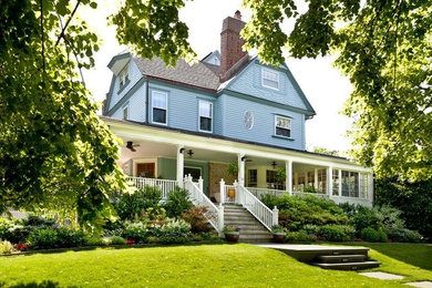 Country blue house exterior idea in New York