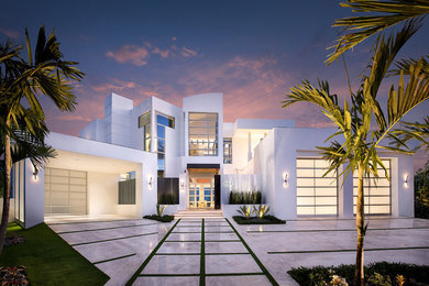 Contemporary white two-story house exterior idea