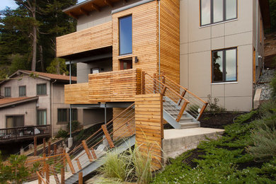 Trendy brown exterior home photo in San Francisco