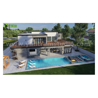 3D Exterior Walkthrough Home Design with Pool Side Evening view - Modern -  Exterior - Other - by Yantram Animation Studio | Houzz