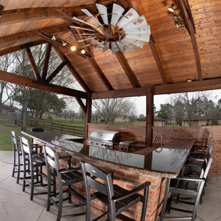 Large mountain style exterior home photo in Houston