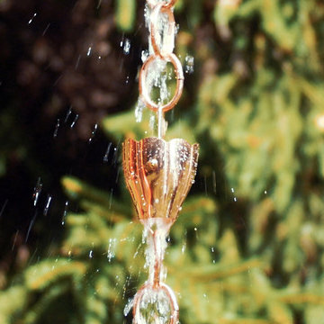 6 Cup Crocus Rain Chain - Polished Copper by Good Directions