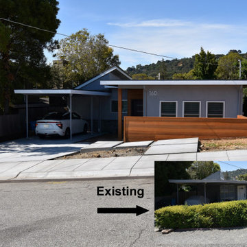 A contemporary addition in San Carlos. New driveway, sidewalk, gutter & curb.