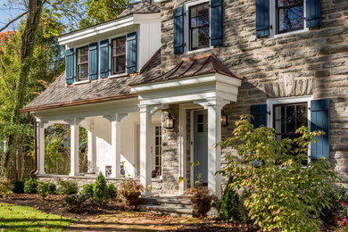 Example of a transitional exterior home design in Philadelphia