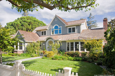 Inspiration for a mid-sized timeless gray two-story wood exterior home remodel in San Francisco