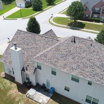 Aerial View of Roofing Projects