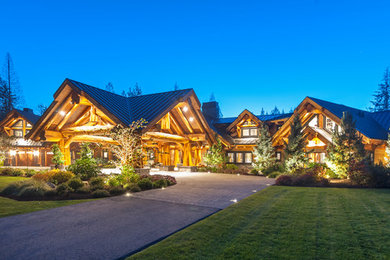 Inspiration for a huge rustic house exterior remodel in Vancouver