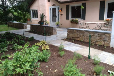 All natural stone patio and walls