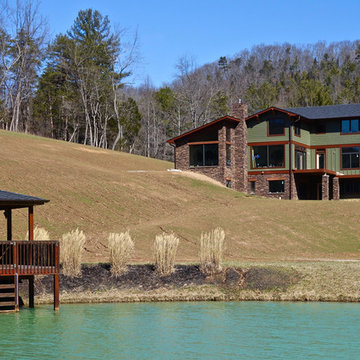 Almost Finished Mountain Home Overlooking a Man-made Pond