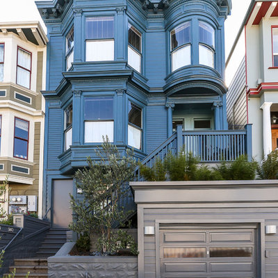 Inspiration for a victorian blue exterior home remodel in San Francisco