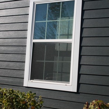 Andersen Windows & Gray Siding Hardie Plank Cedarmill