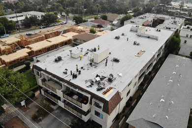 Apartment building roof replacement in Pasadena