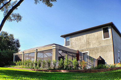 Diseño de fachada gris contemporánea grande de dos plantas