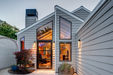 Inspiration for a mid-sized contemporary gray two-story exterior home remodel in San Francisco