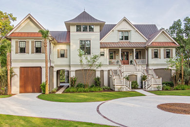 Inspiration for a coastal concrete fiberboard exterior home remodel in Charleston