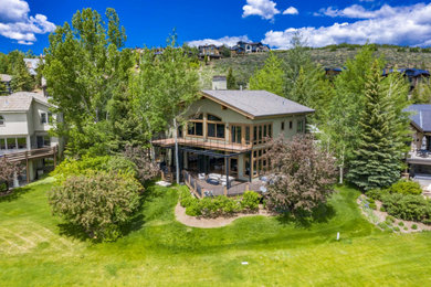 Photo of a contemporary two floor detached house in Salt Lake City with mixed cladding.