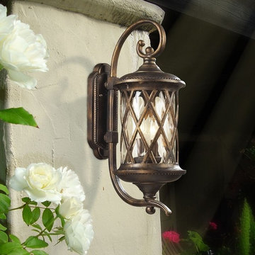 Barrington Gate Hazelnut Bronze Outdoor Wall Lantern with Designer Water Glass