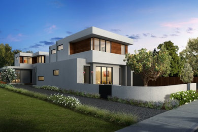 Design ideas for a modern house exterior in Melbourne.