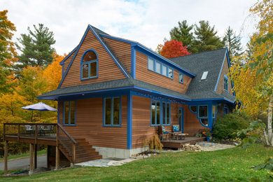 Inspiration for a wood house exterior remodel in Boston