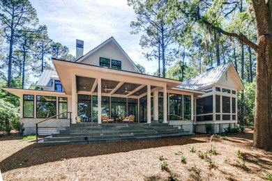 Large craftsman exterior home idea in Charleston