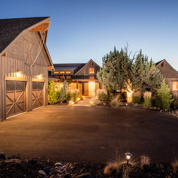 Brasada Ranch home view of front entrance at dusk