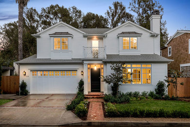 Inspiration for a timeless gray two-story house exterior remodel in Los Angeles