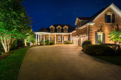 Brick Home with Exterior Lighting